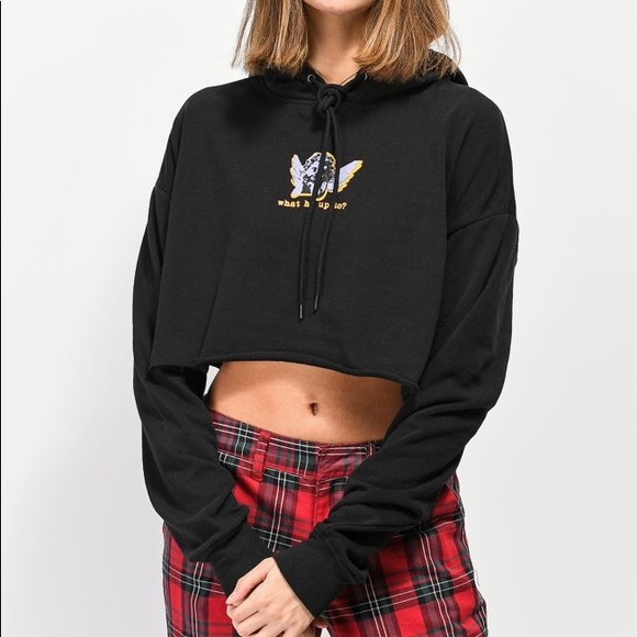Empyre Tops - Empyre Ariana Angel Black Crop Hoodie